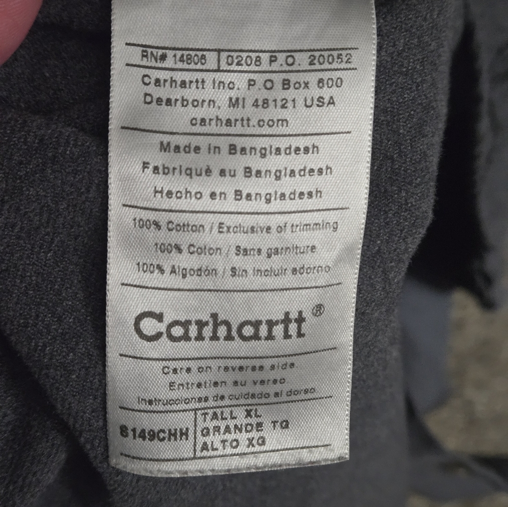 Carhartt Charcoal Long Sleeve Shirt, Heavy Cotton - Picture 4 of 5